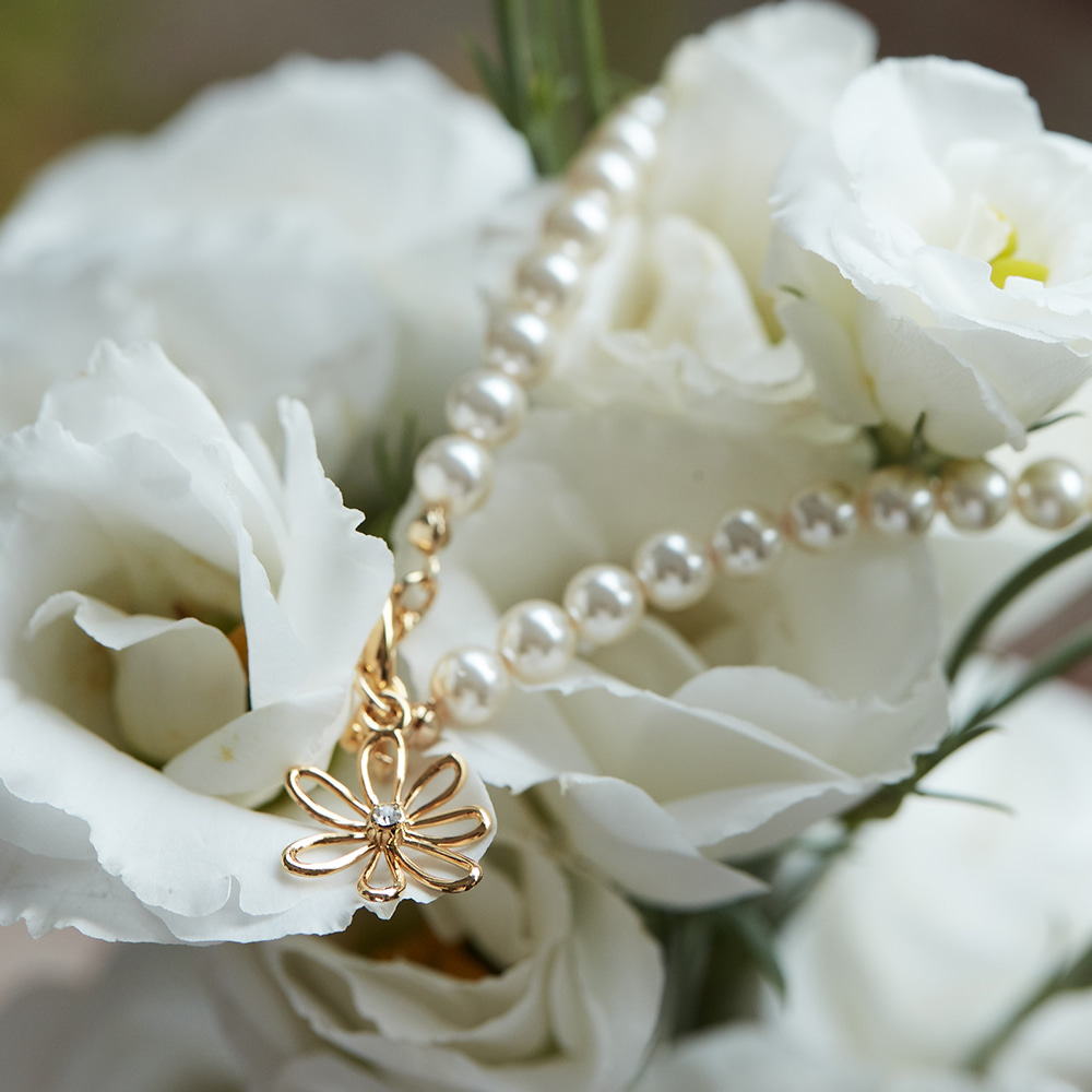 韓國VINTAGE HOLLYWOOD - Line Daisy Pearl Necklace